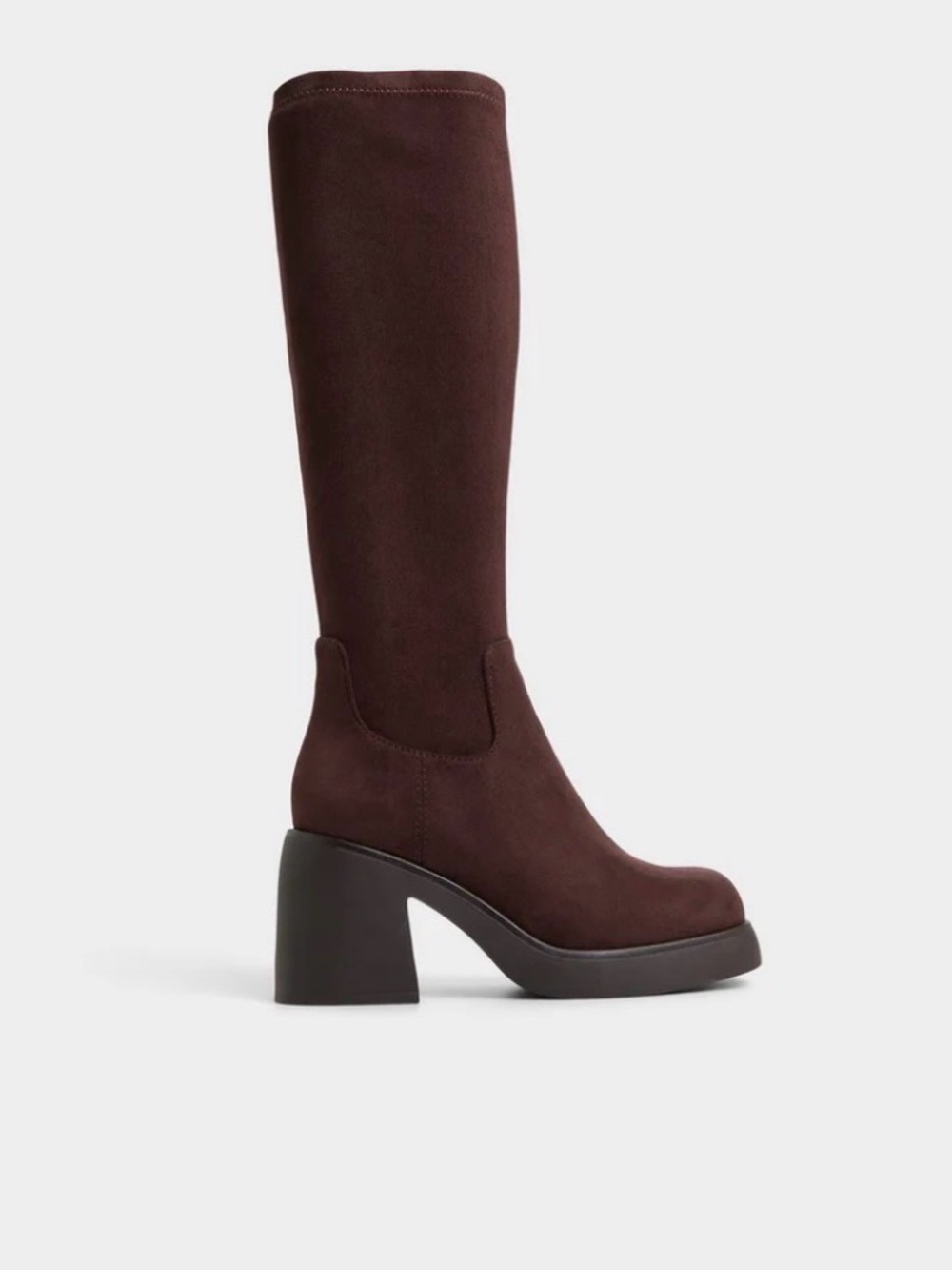 Women's Tall Platform Block Heel Boots - Dark Brown suede